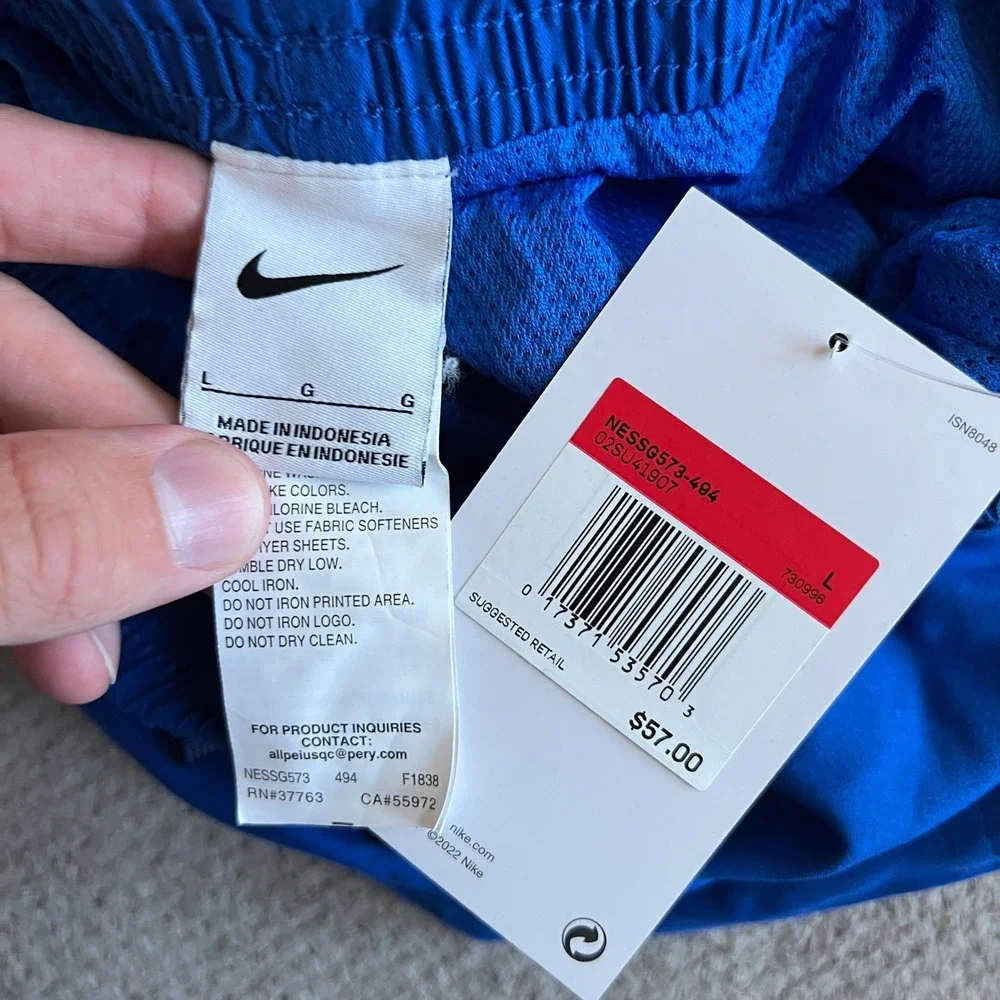 Nike Swim Mens Blue Logo Board Shorts NESSG573-494 Size L‎